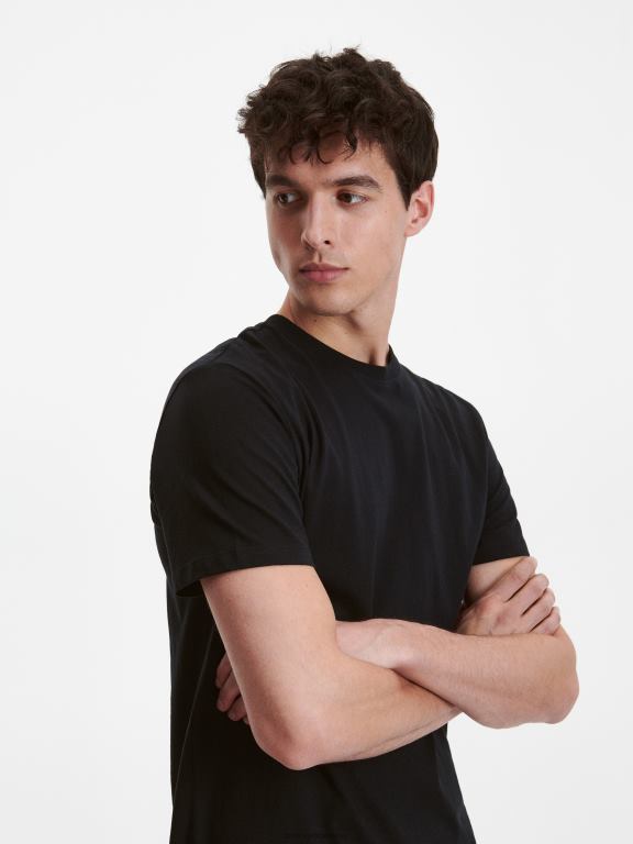 negru Reserved bărbați îmbrăcăminte tricou cu potrivire regulată în stil nou 648HZ1180