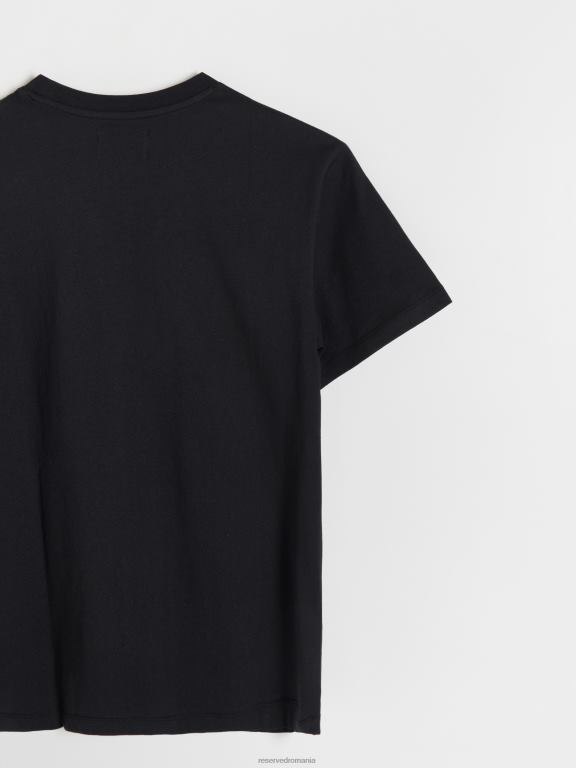 negru Reserved bărbați îmbrăcăminte tricou nou regular cu imprimeu 648HZ1244