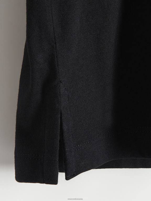 negru Reserved bărbați îmbrăcăminte tricou nou regular fit 648HZ1213