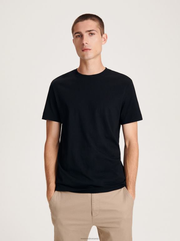 negru Reserved bărbați îmbrăcăminte tricou nou regular fit 648HZ1220