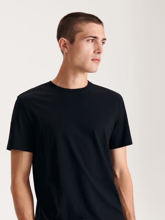 negru Reserved bărbați îmbrăcăminte tricou nou regular fit 648HZ1220
