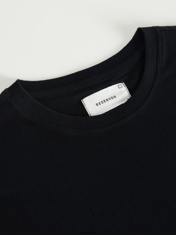 negru Reserved bărbați îmbrăcăminte tricou nou regular fit 648HZ1220