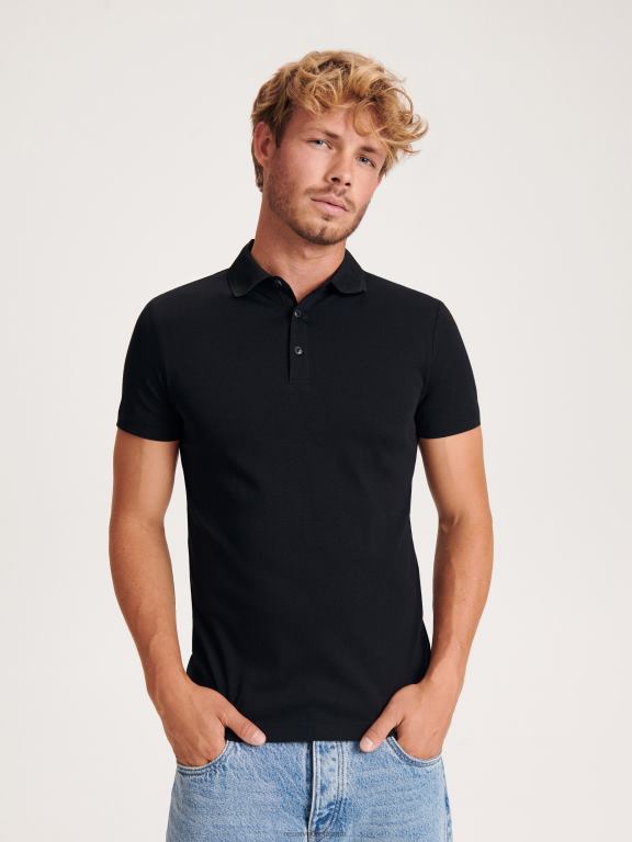 negru Reserved bărbați îmbrăcăminte tricou polo slim fit 648HZ1145