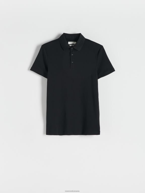 negru Reserved bărbați îmbrăcăminte tricou polo slim fit 648HZ1145