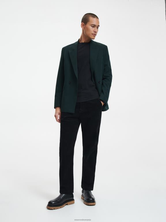 negru Reserved bărbați îmbrăcăminte tricou simplu cu mânecă lungă slim fit 648HZ1263