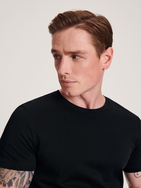 negru Reserved bărbați îmbrăcăminte tricou slim fit 648HZ1189