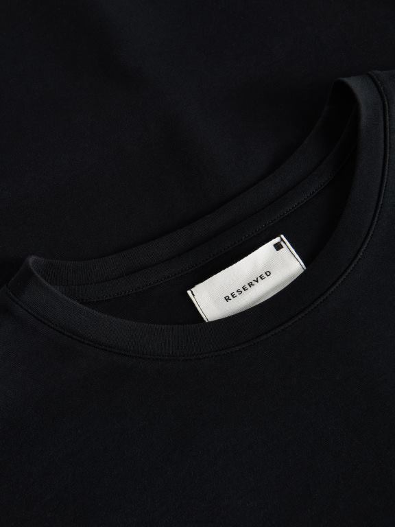 negru Reserved bărbați îmbrăcăminte tricou slim fit 648HZ1189