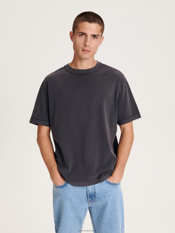 negru Reserved bărbați îmbrăcăminte tricou supradimensionat 648HZ1209