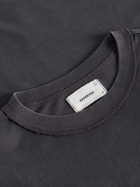 negru Reserved bărbați îmbrăcăminte tricou supradimensionat 648HZ1209