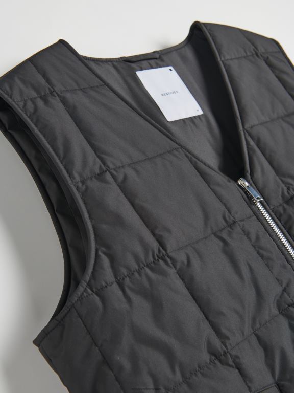 negru Reserved bărbați îmbrăcăminte vestă matlasată 648HZ1639