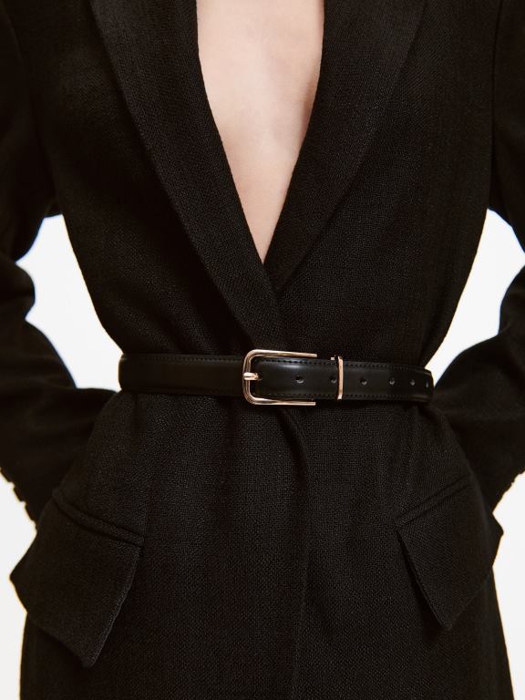 negru Reserved femei accesorii centura cu catarama 648HZ1026