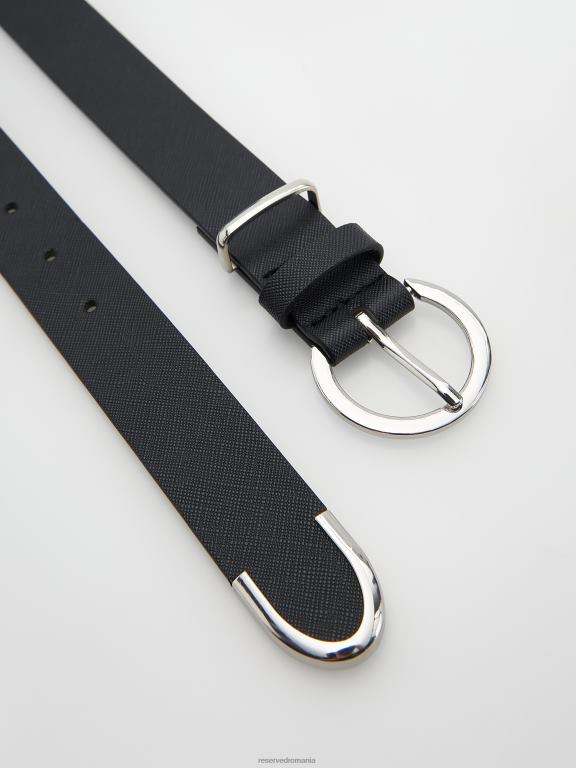 negru Reserved femei accesorii centura cu catarama rotunda 648HZ1022