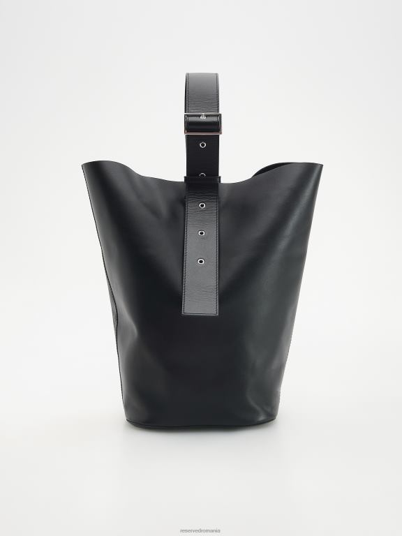 negru Reserved femei accesorii geanta shopper din piele 648HZ989