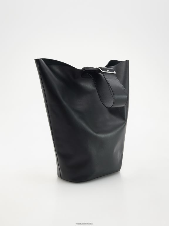 negru Reserved femei accesorii geanta shopper din piele 648HZ989