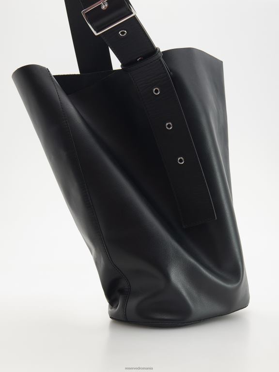 negru Reserved femei accesorii geanta shopper din piele 648HZ989