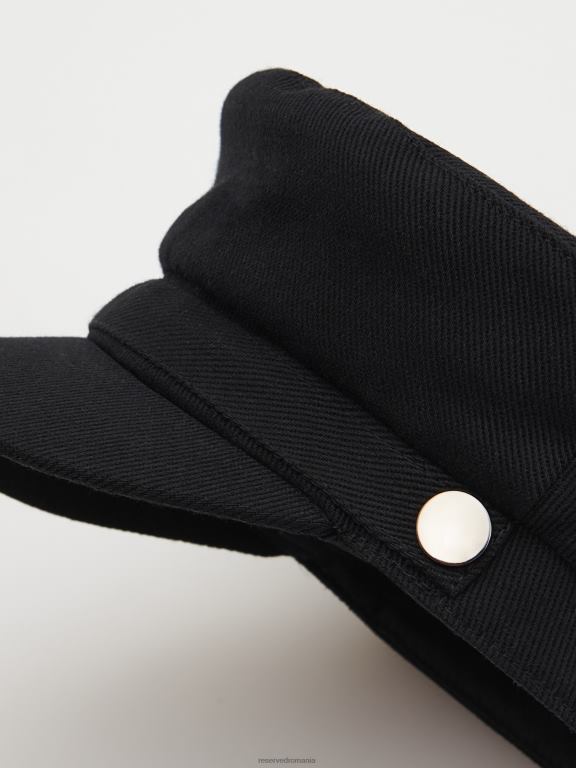 negru Reserved femei accesorii pălărie de băiat brutar 648HZ1002