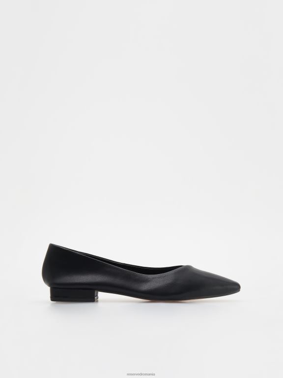 negru Reserved femei pantofi balerini din piele 648HZ149