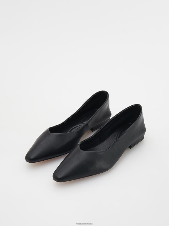 negru Reserved femei pantofi balerini din piele 648HZ149