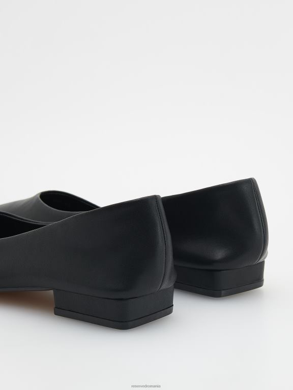 negru Reserved femei pantofi balerini din piele 648HZ149
