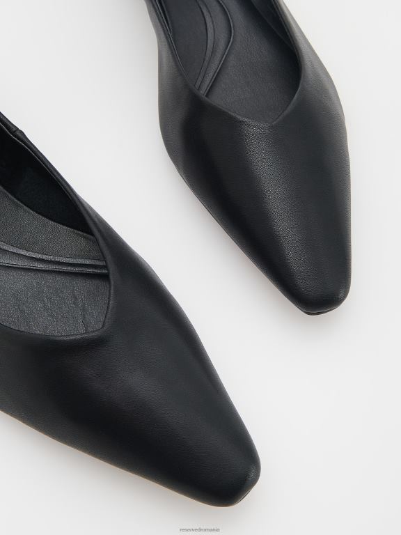 negru Reserved femei pantofi balerini din piele 648HZ149