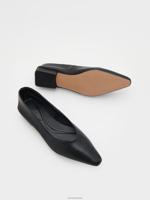 negru Reserved femei pantofi balerini din piele 648HZ149