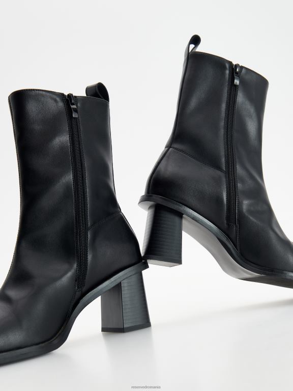 negru Reserved femei pantofi cizme de piele 648HZ148