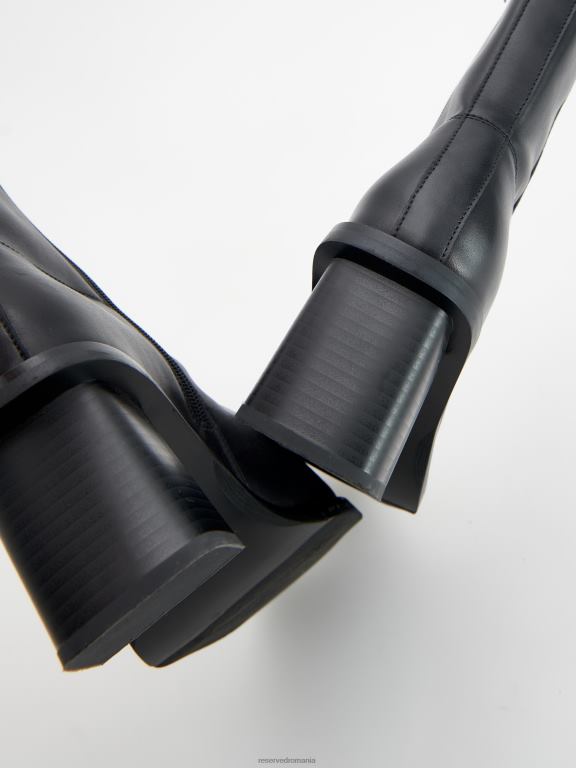 negru Reserved femei pantofi cizme de piele 648HZ148