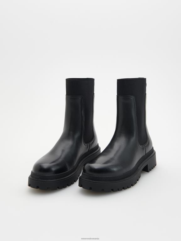 negru Reserved femei pantofi cizme de piele 648HZ162