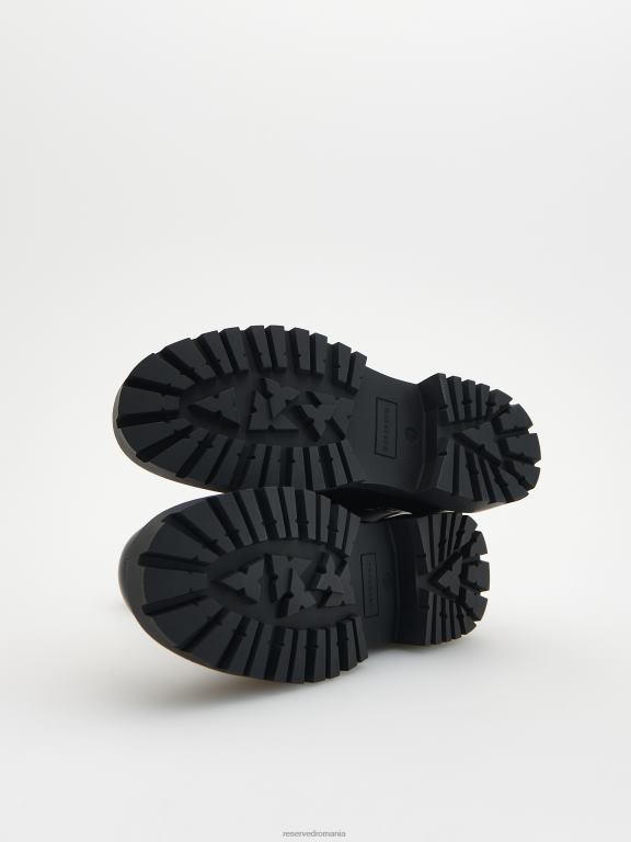negru Reserved femei pantofi cizme de piele 648HZ162