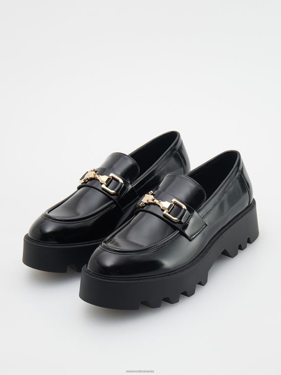 negru Reserved femei pantofi mocasini cu catarama 648HZ160