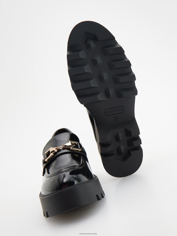 negru Reserved femei pantofi mocasini cu catarama 648HZ160