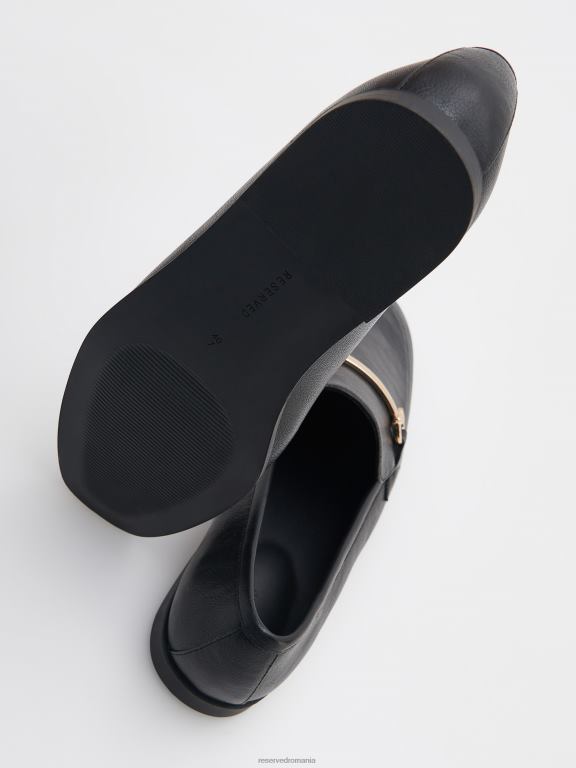 negru Reserved femei pantofi mocasini cu catarama decorativa 648HZ114