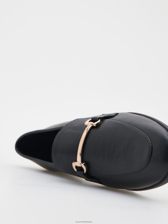 negru Reserved femei pantofi mocasini cu catarama decorativa 648HZ948