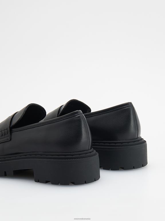 negru Reserved femei pantofi mocasini din piele 648HZ183