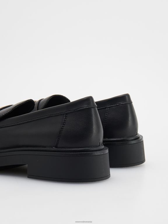 negru Reserved femei pantofi mocasini din piele 648HZ194
