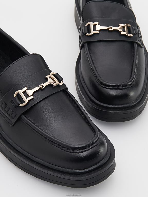 negru Reserved femei pantofi mocasini din piele 648HZ194