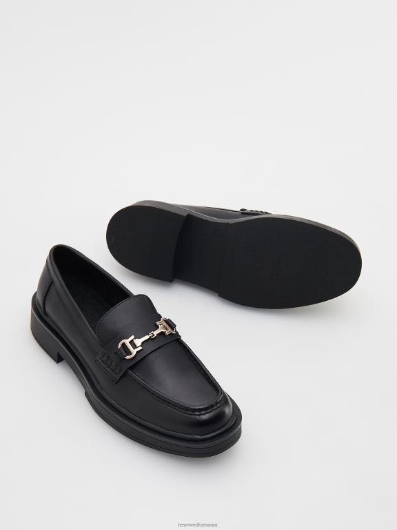 negru Reserved femei pantofi mocasini din piele 648HZ194