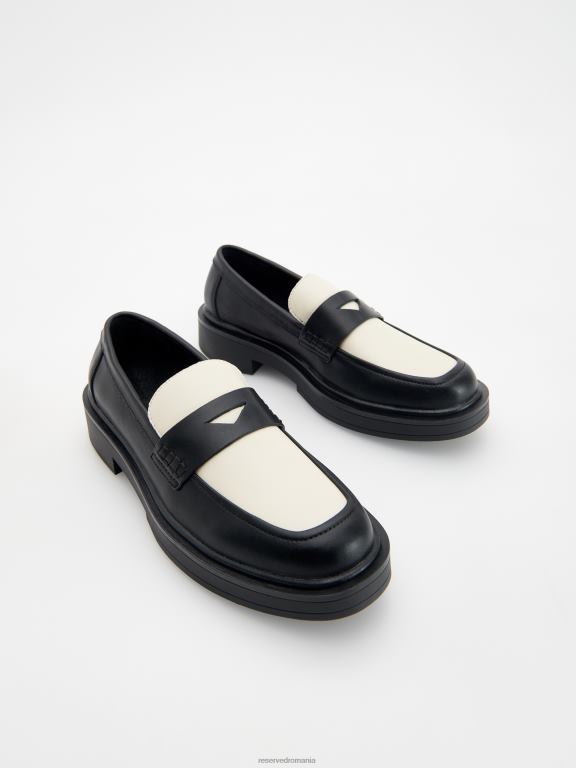 negru Reserved femei pantofi mocasini din piele 648HZ208