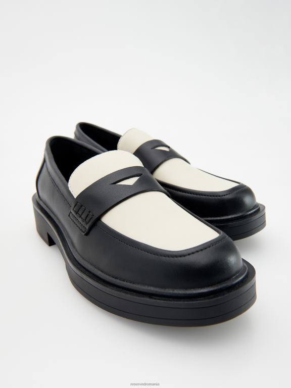 negru Reserved femei pantofi mocasini din piele 648HZ208