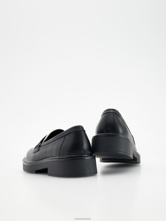 negru Reserved femei pantofi mocasini din piele 648HZ208