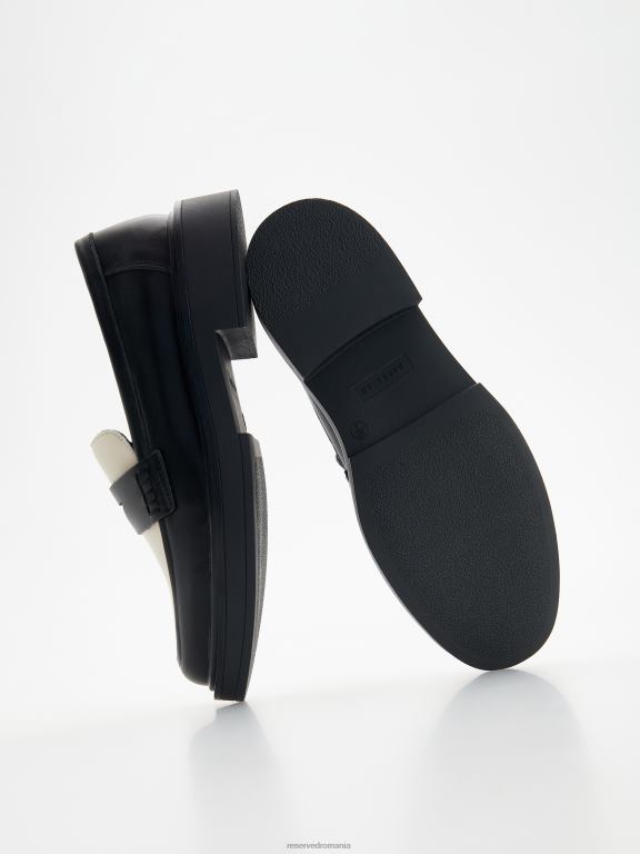 negru Reserved femei pantofi mocasini din piele 648HZ208