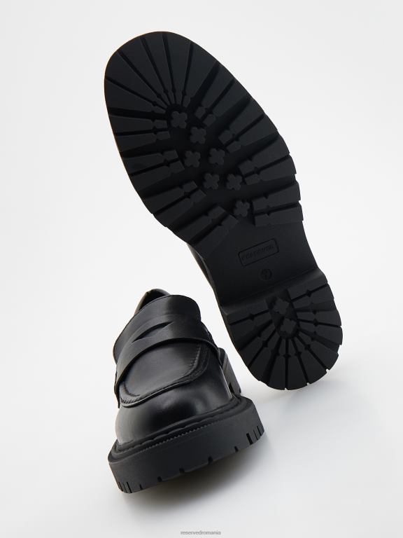 negru Reserved femei pantofi mocasini din piele 648HZ946