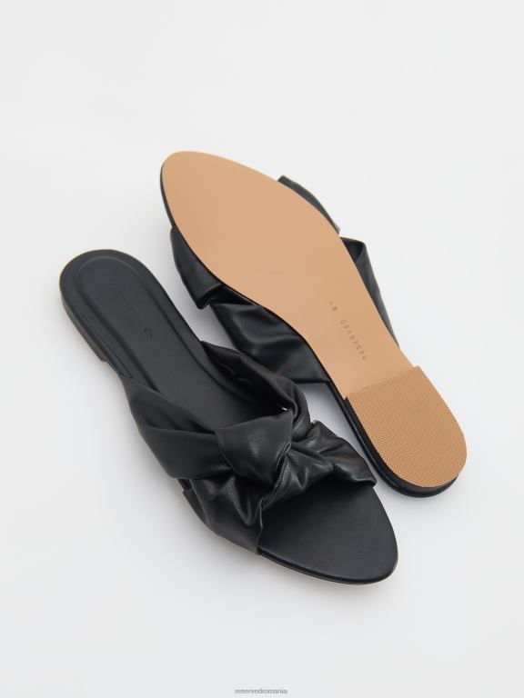 negru Reserved femei pantofi papuci din imitatie de piele 648HZ975