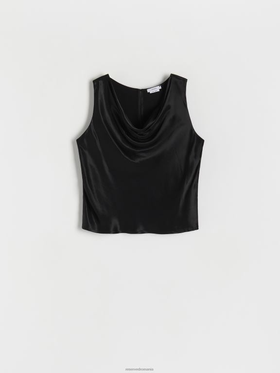 negru Reserved femei îmbrăcăminte blat din satin 648HZ180