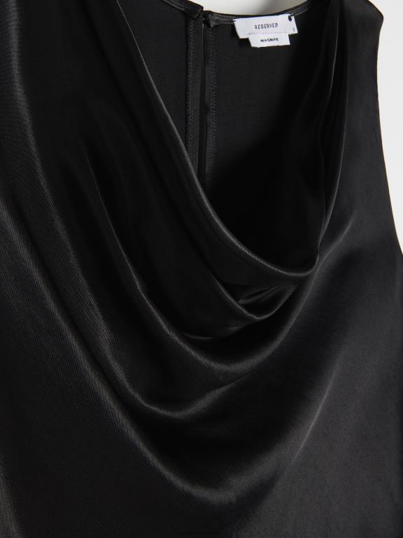 negru Reserved femei îmbrăcăminte blat din satin 648HZ180
