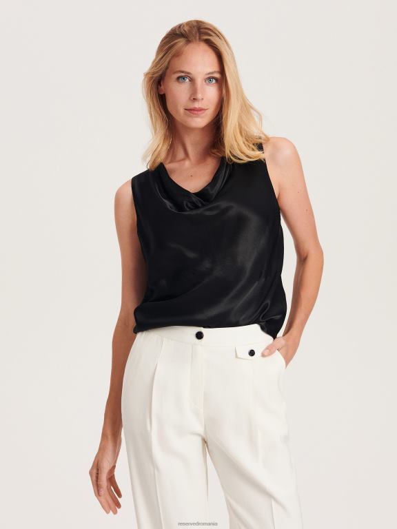 negru Reserved femei îmbrăcăminte blat din satin 648HZ180