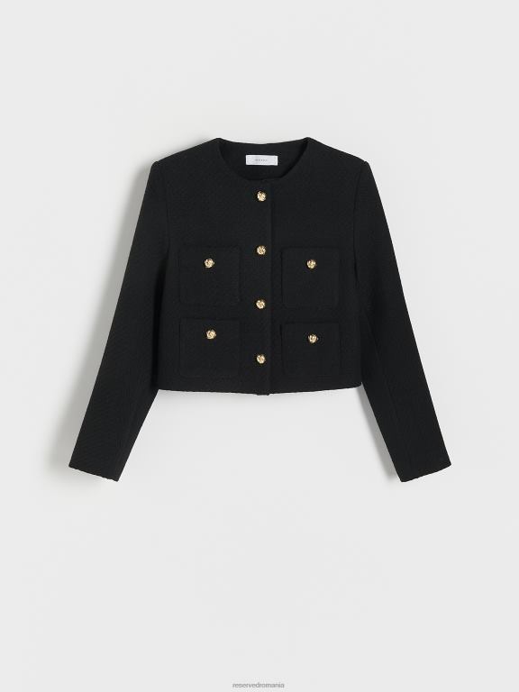 negru Reserved femei îmbrăcăminte blazer cu nasturi aurii 648HZ251