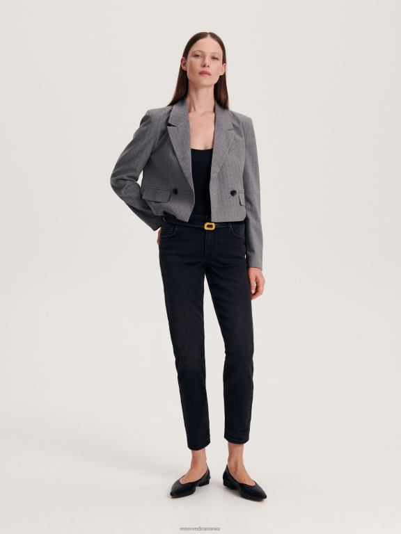 negru Reserved femei îmbrăcăminte blugi boyfriend slim 648HZ759