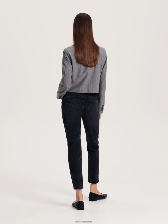negru Reserved femei îmbrăcăminte blugi boyfriend slim 648HZ759