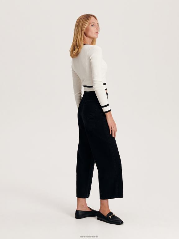 negru Reserved femei îmbrăcăminte blugi cu talie înaltă 648HZ763